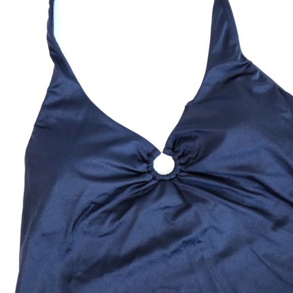 Tahari | Ring Front Halter Solid Tankini Swim Top - Picture 4 of 11